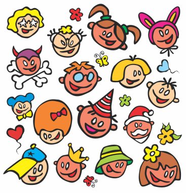 Painted children's faces clipart