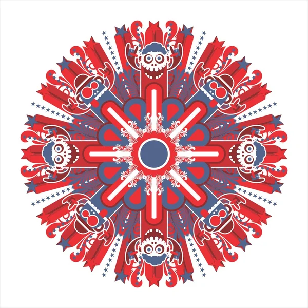 Magnifique motif symétrique avec illustrations — Image vectorielle
