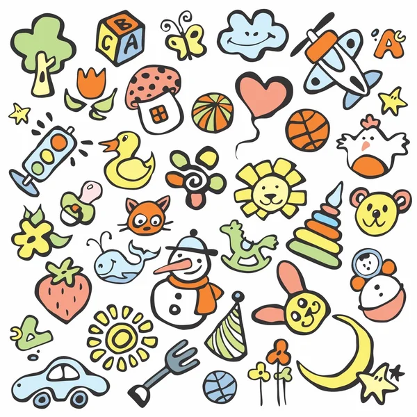 Drawings in the children's style — Stock Vector