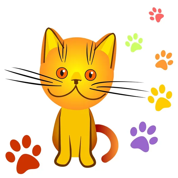 Naranja gatito bravucón, por todas partes rastros — Vector de stock