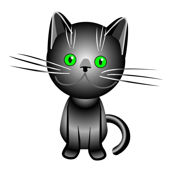 Vector black British cat with green eyes — Stock Vector