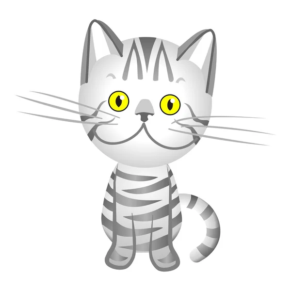 벡터 영국 고양이 줄무늬은 회색, 노란색 눈 — 스톡 벡터