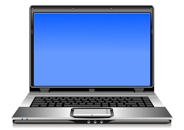 Otwórz Srebrny Laptop Białym Tle — Wektor stockowy