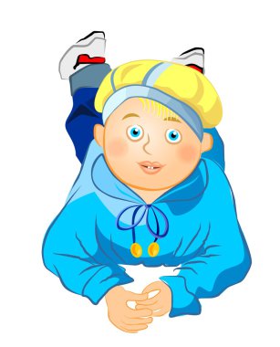 A little boy lying on the floor clipart