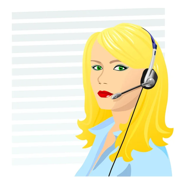 Vecteur jeune belle fille opérateur téléphonique — Image vectorielle
