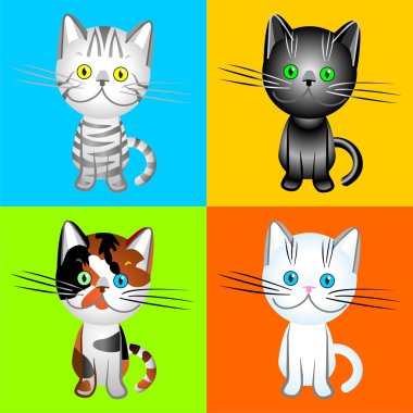 Vector the British cats of various colors clipart