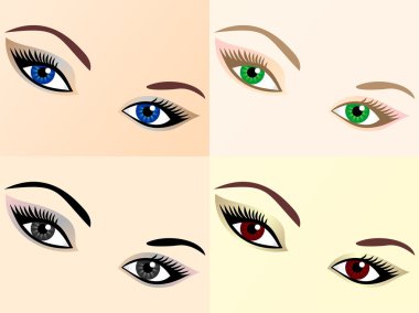 Vector set of eye images of different colors clipart