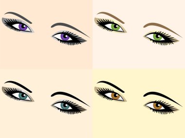 Vector set of eye images of different colors clipart