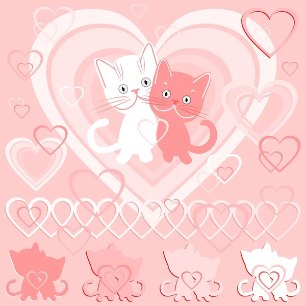Vector Postcard Valentine Day Cat — Stock Vector