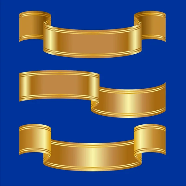 Vector set of gold bands on a blue background — Stock Vector