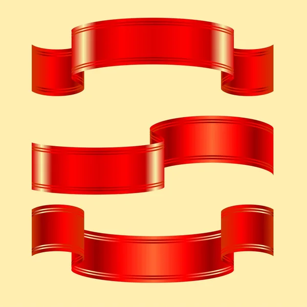 Conjunto vectorial de bandas rojas sobre fondo azul — Vector de stock