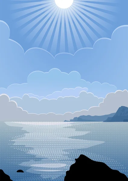 絶頂期の太陽とベクトル夏海 — ストックベクタ