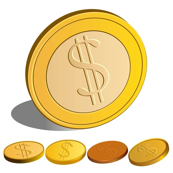 Vektor Set Von Dollarmünzen — Stockvektor