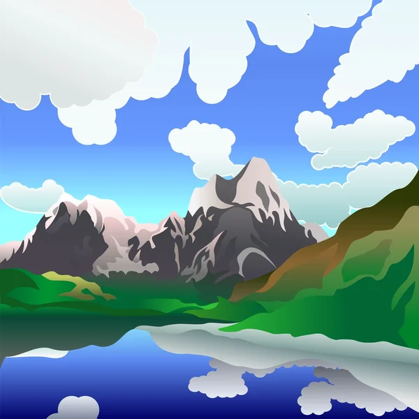 Paysage vectoriel avec lac de montagne — Image vectorielle