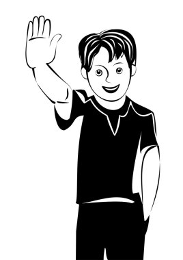 Vector teen boy greet you and smiling clipart