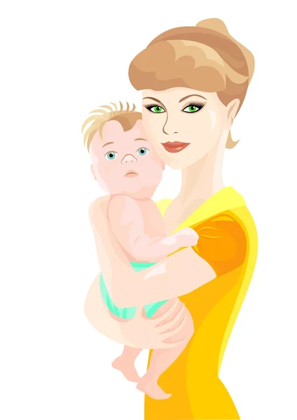 矢量母亲拥抱宝贝儿子 — 图库矢量图片