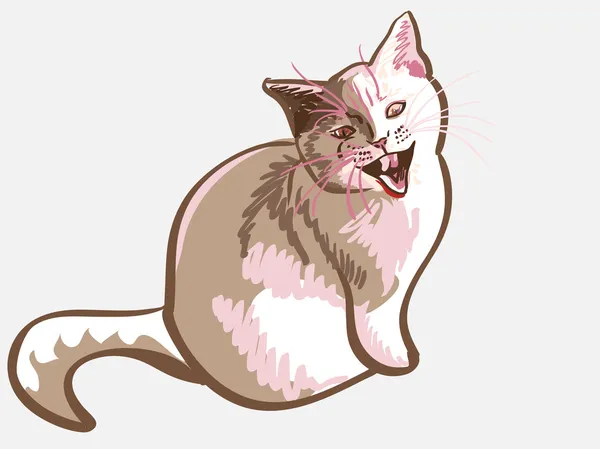 Vector lila británico gato maullidos insatisfecho — Vector de stock