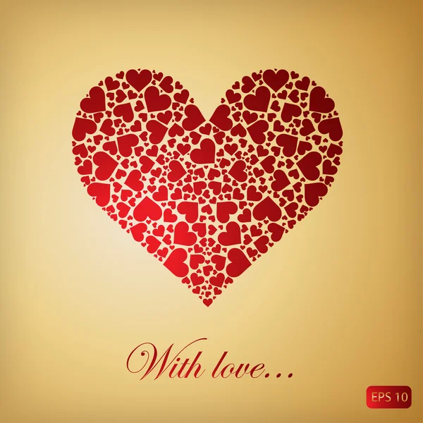 Coeur rouge avec coeurs — Image vectorielle