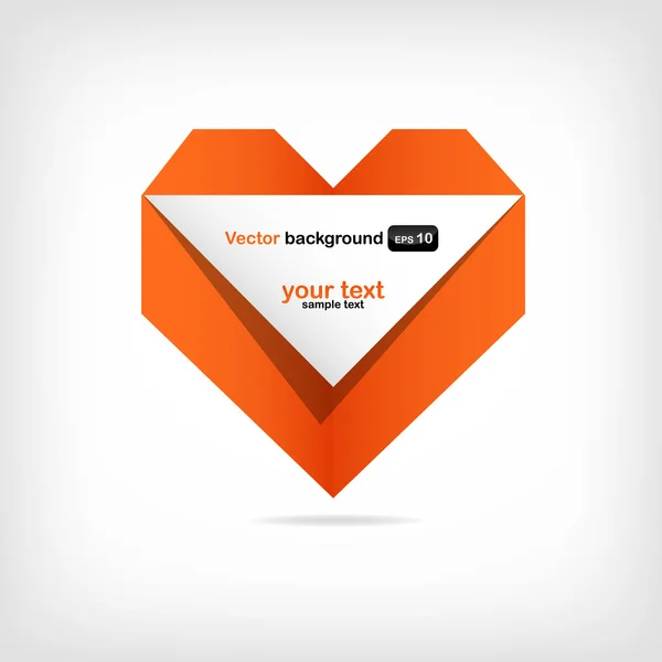 Orange origami heart — Stock Vector