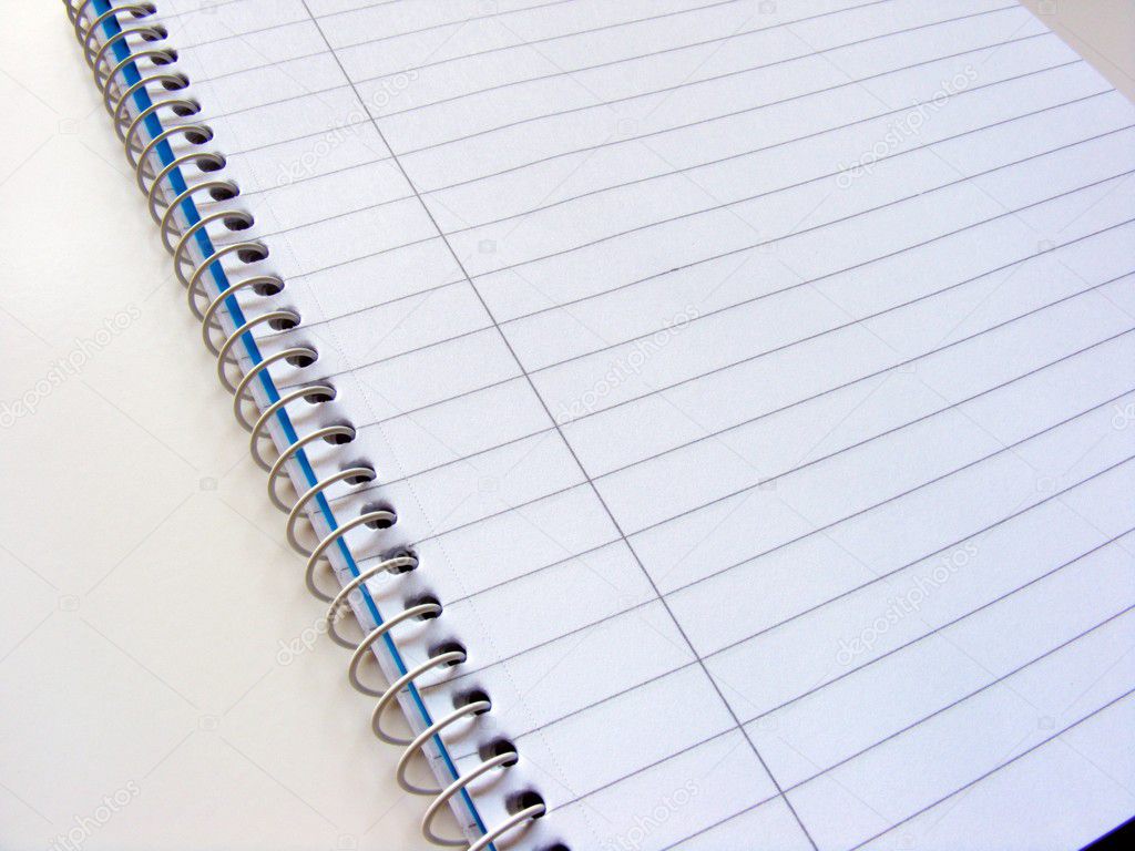 Open notebook with empty lined page