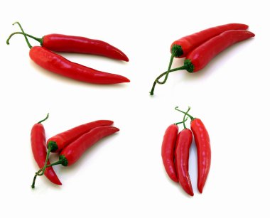 4 red chilli peppers clipart