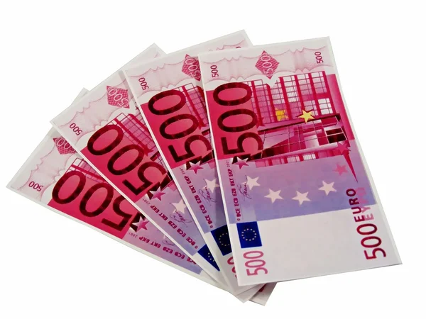 2000 euros en billetes de 500 euros — Foto de Stock
