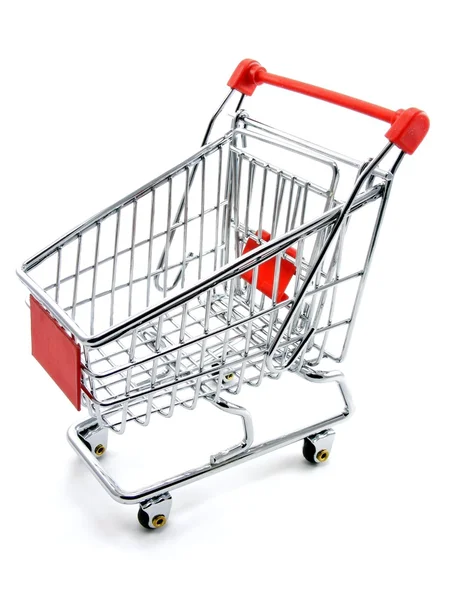 An empty shopping trolley cart on a white background — Stock Photo, Image