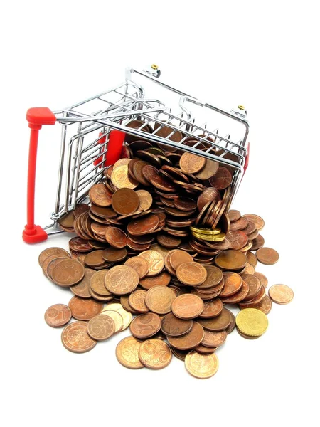 Shopping trolley with money — Stock Photo, Image