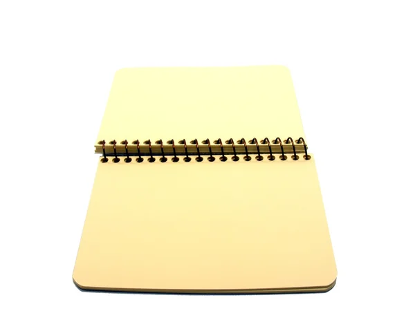 Um caderno em branco sobre um fundo branco — Fotografia de Stock