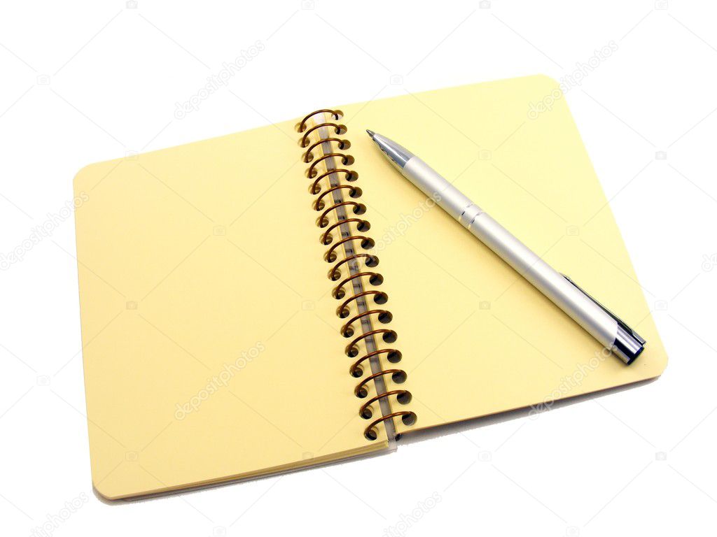 A blank notebook on a white background