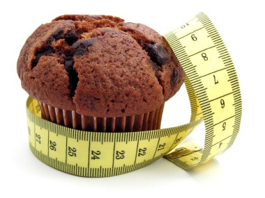 Chocolate muffin & measuring tape clipart