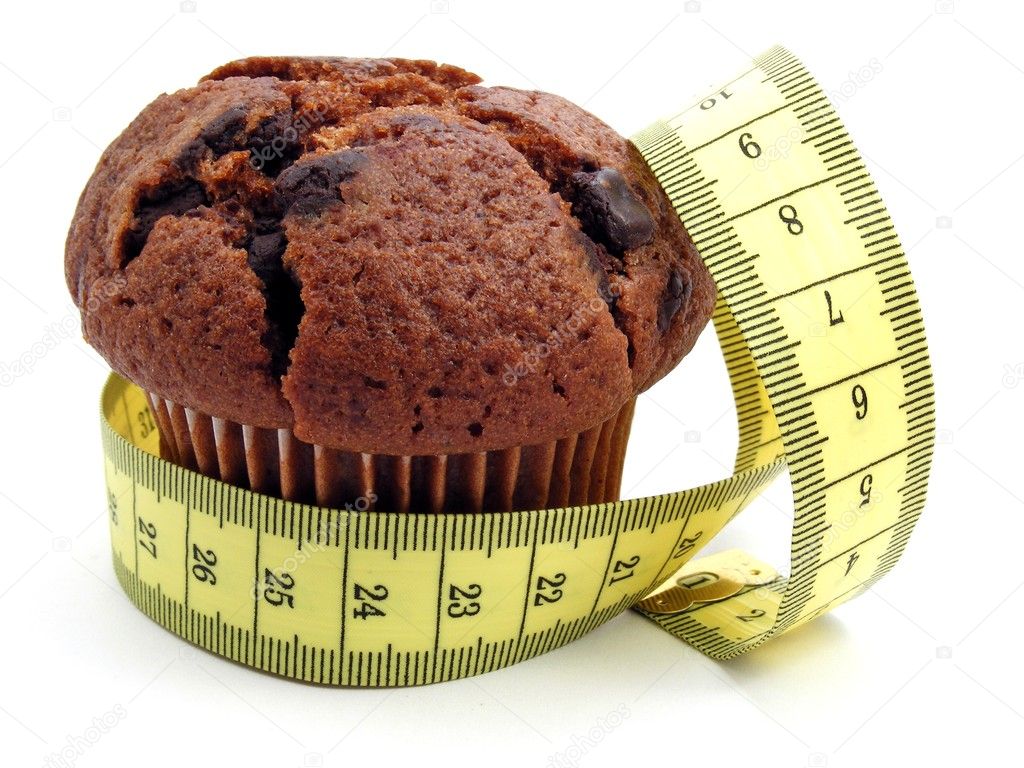 Chocolate muffin & measuring tape
