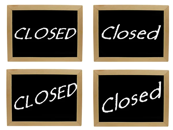 4 x closed signs on blackboard — Stock Photo, Image