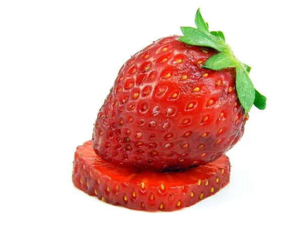 坐在一片单草莓. — 图库照片