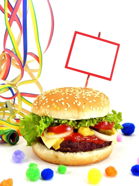 Cheeseburger Party Food Szene — Stockfoto