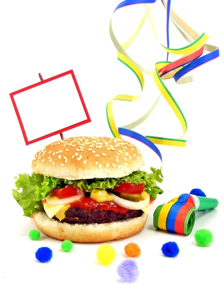 Cheeseburger Party Food Szene — Stockfoto