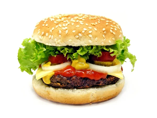 Cheeseburger izolovaných na bílém pozadí — Stock fotografie