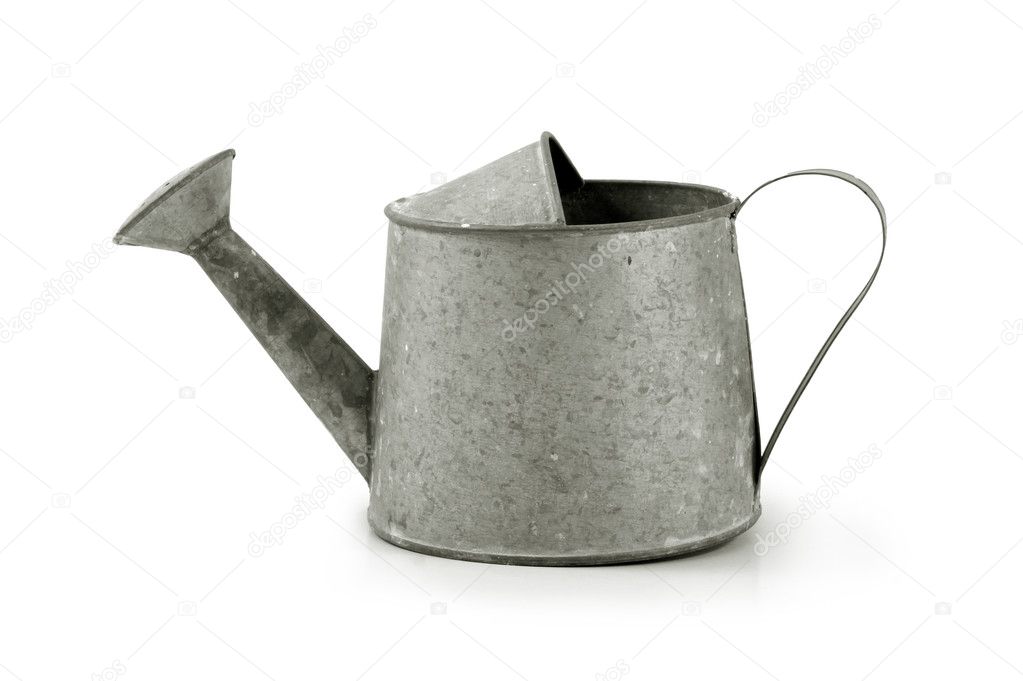 Vintage metal pot, isolated on white background
