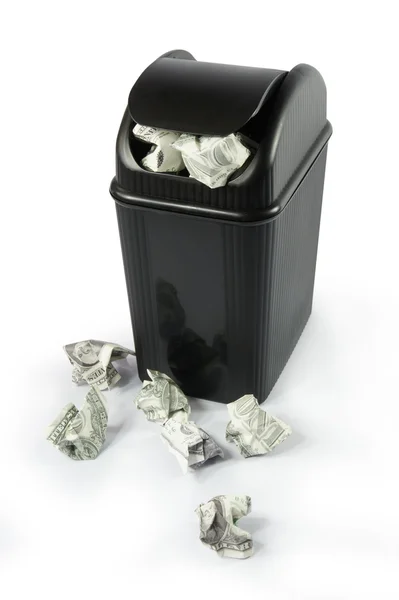 Повний долар бін повний долар паперових грошей сміття — стокове фото