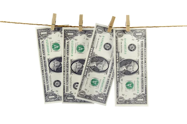 Dollar Papier Hangen Witte Achtergrond — Stockfoto