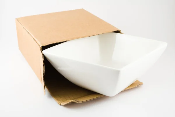 Dish in Cardboard Box — Stock Photo, Image