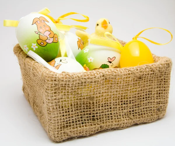 stock image Easter eggs and chick