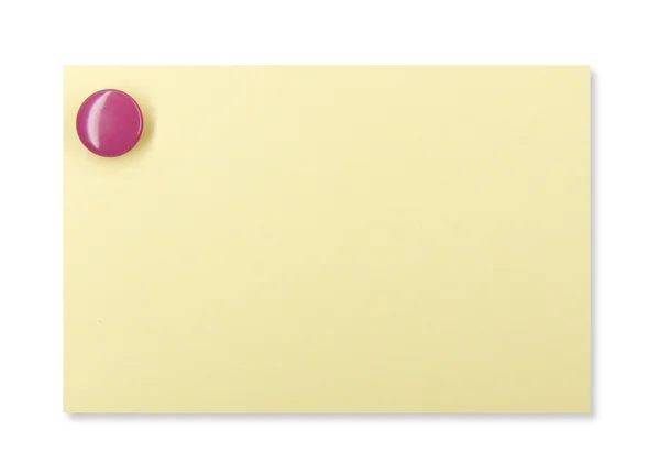 Punaise op een gele notitie — Stockfoto