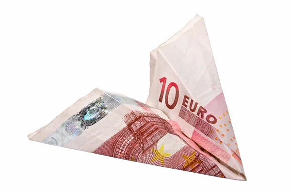 Papírové letadlo 10 EUR — Stock fotografie