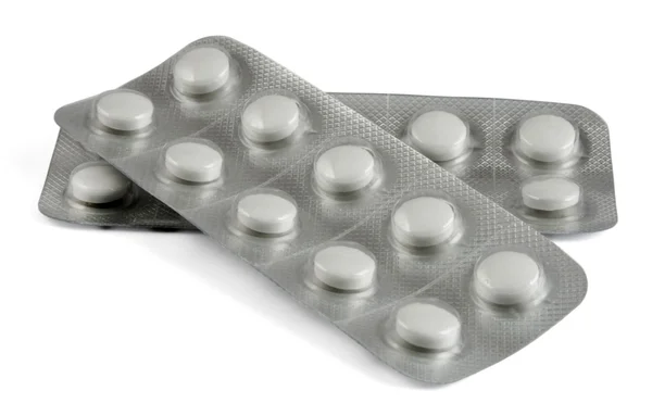 흰색 위에 고립 된 약물의 물집 스톡 사진