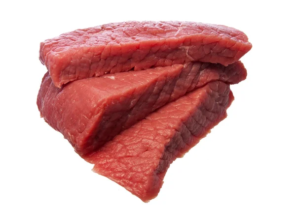 Steak cru isolé sur blanc Photos De Stock Libres De Droits