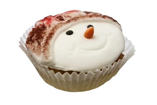 Cupcake Con Cara Nevada Aislada Sobre Blanco —  Fotos de Stock