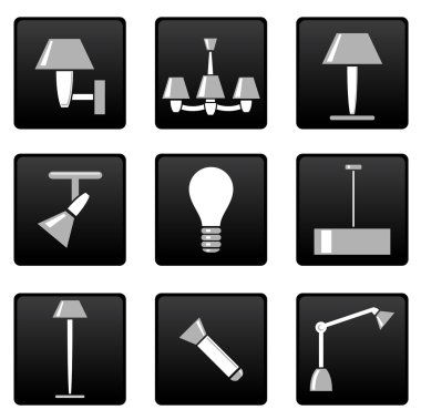 Vector lamp icons set clipart