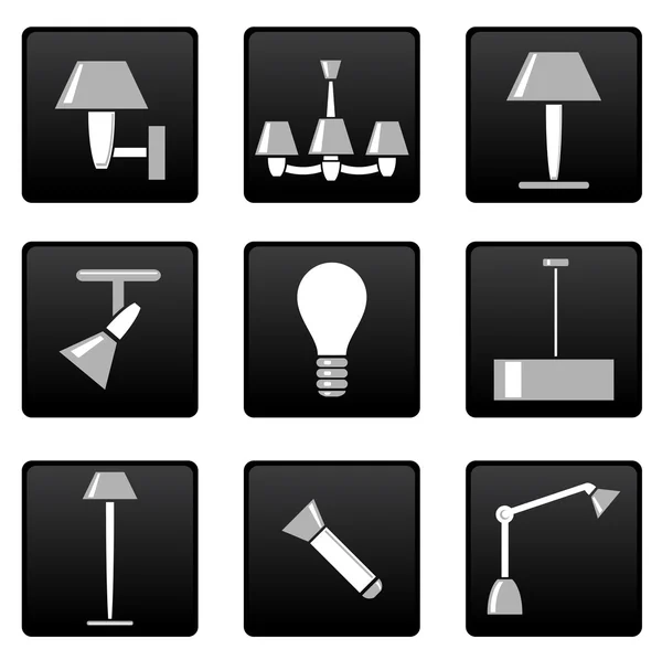 Conjunto de ícones da lâmpada de vetor — Vetor de Stock