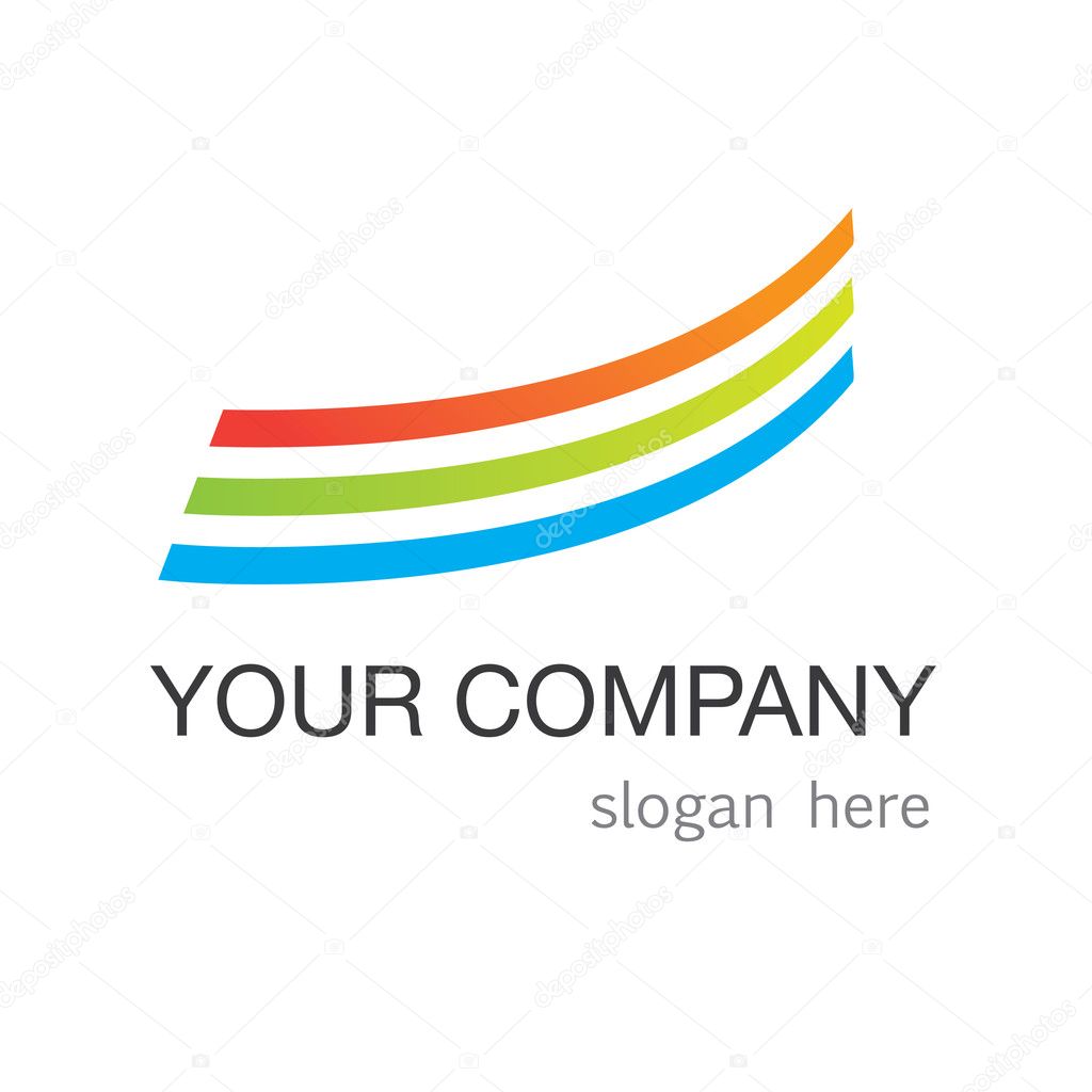 A template for a logotype and slogan of company is three coloured bars